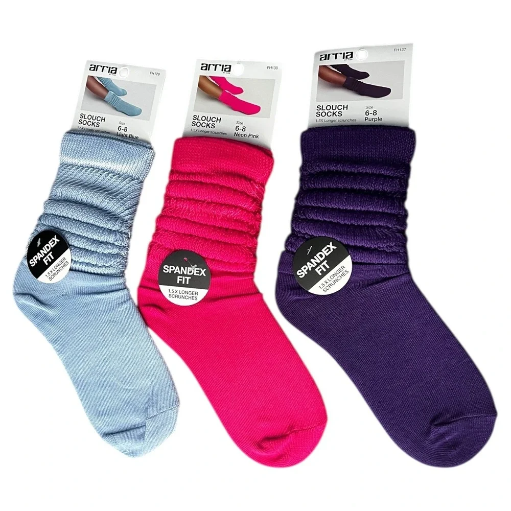 Arria Slouch 3 Pack Socks Bundle Spandex Fit Aerobics Retro Y2K Gift Shoe Sz 6-8